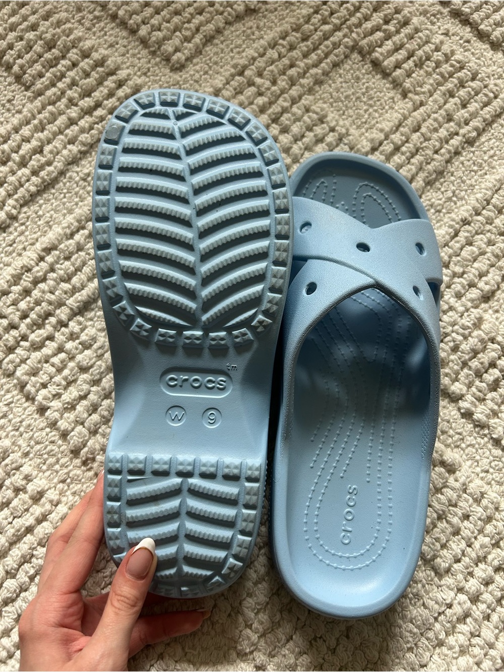 CROCS Women's Light Blue Slide Sandals